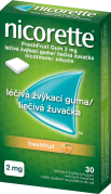 Nicorette® FreshFruit Gum 2 mg liečivé žuvačky, 30 žuvačiek 
