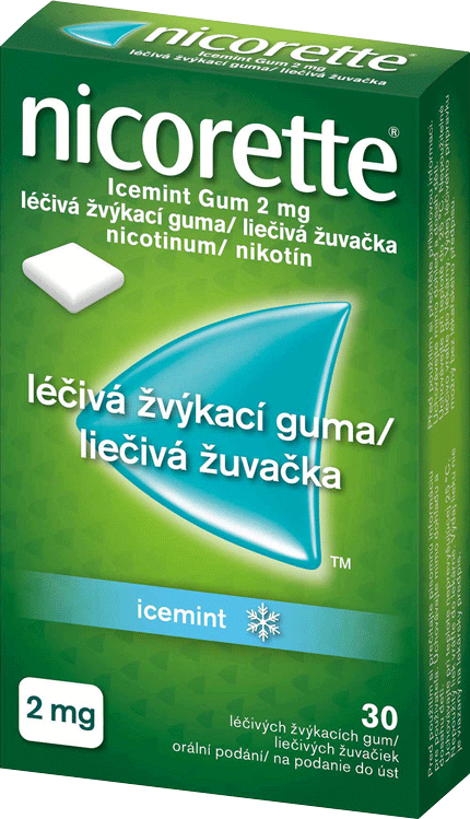 Nicorette® Icemint Gum 2 mg liečivé žuvačky, 30 žuvačiek