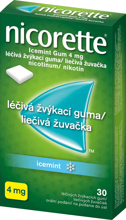Nicorette® Icemint Gum 4 mg liečivé žuvačky, 30 žuvačiek